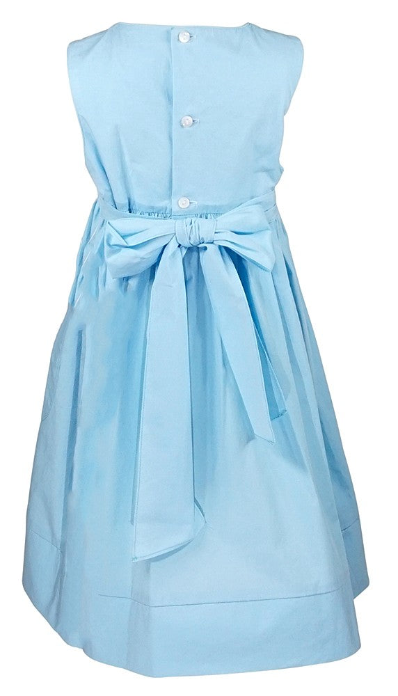 Sophie & Lucas Girls Sleeveless Turquoise Summer Garland Dress - Pink / Yellow Flower Embroidery and Pocket