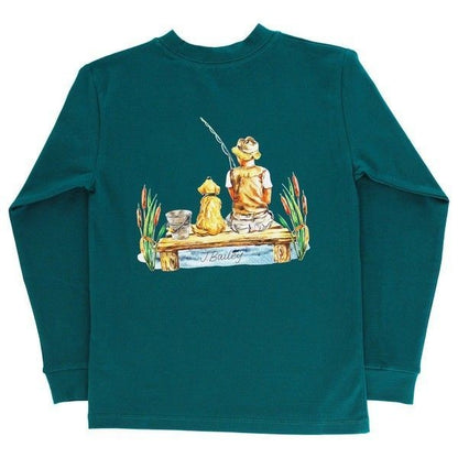 Bailey Boys J. Bailey Logo Tee Shirt - Green with Fishing Boy and Dog