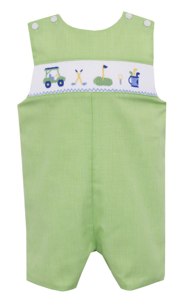 Petit Bebe Toddler Boys Jon Jon - Green Check - Smocked Golf Theme
