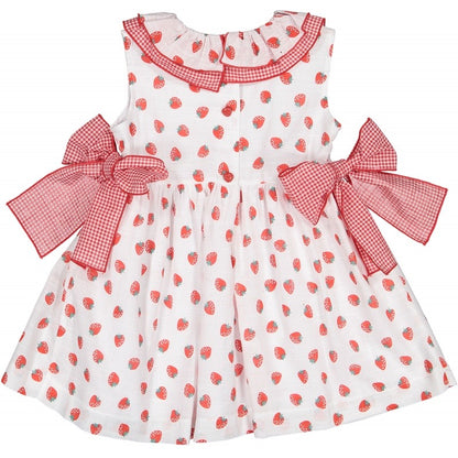 Sal & Pimenta Girls Dress - Strawberry Patch with Side Bows - Red