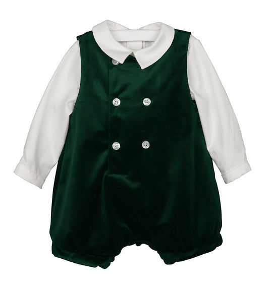 Luli & Me Baby / Toddler Boys Dressy Jon Jon with Shirt - Green Velvet