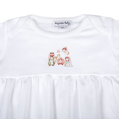 Magnolia Baby A Child is Born White Nativity Scene Gown