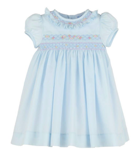 Luli & Me Baby / Toddler Girls Classic Smocked Dress - Blue