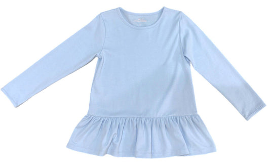 James & Lottie Girls Peggie Peplum Knit Top - Light Blue