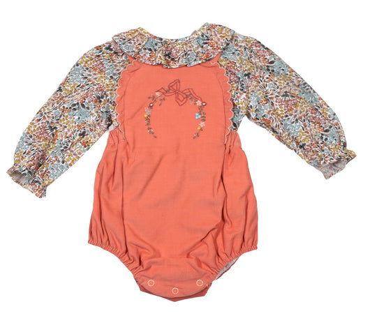 Sophie & Lucas Baby Girls Vintage Cord Embroidered Bubble with Floral Blouse - Exclusive to BDC