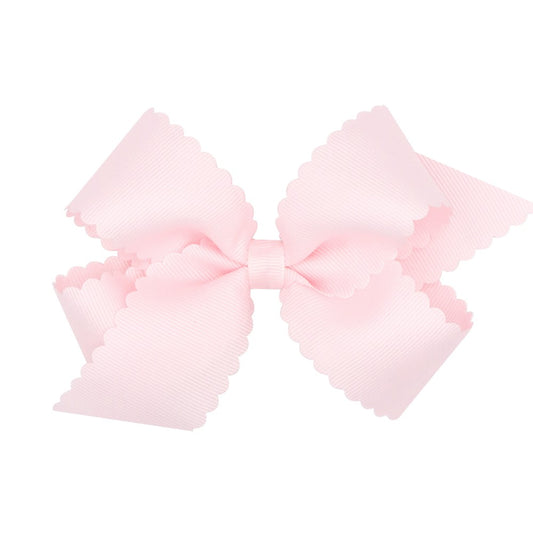 Wee Ones Girls Grosgrain Hair Bow on Clip - Scallop Edge - Powder Pink by Wee Ones