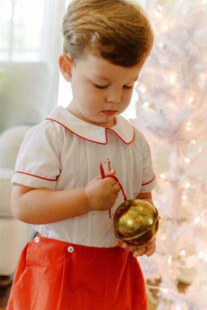 Proper Peony Toddler Boys Ruby Red Christmas Short Set