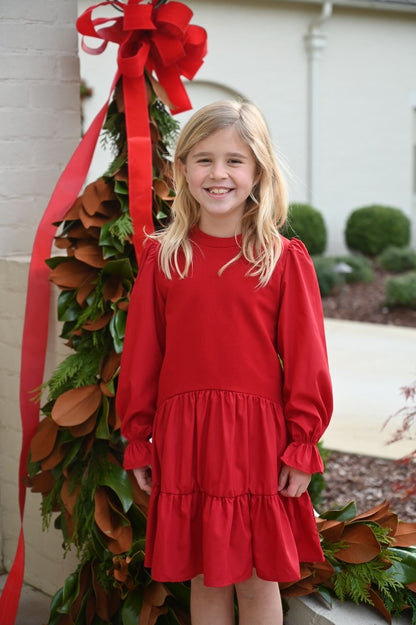 pleat Collection Girls Dress - Cece - Red
