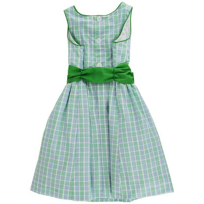 Bailey Boys Girls Sleeveless Dress with Sash - Green Dover Plaid