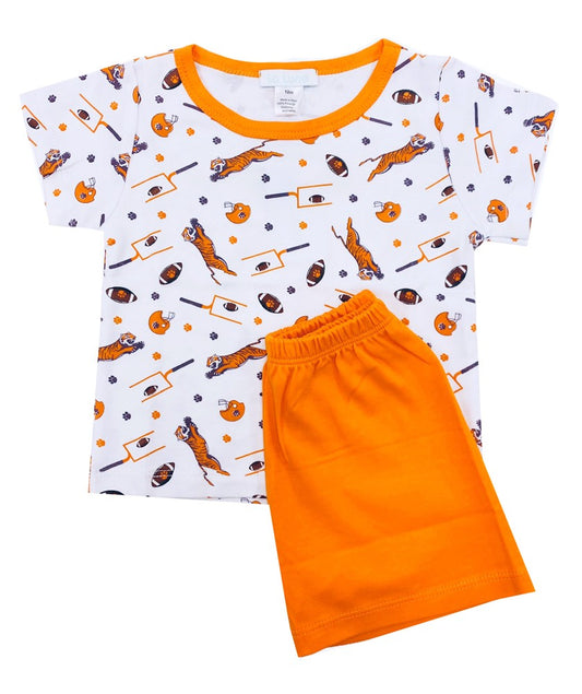 La Luna Boys John Shorts Set - Orange Clemson Tigers