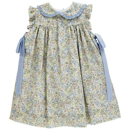 Bailey Boys Girls Buttercup Floral Float Dress - Blue Side Bows