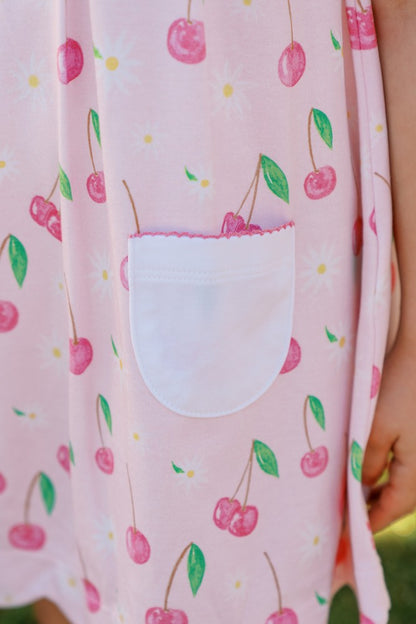 Proper Peony Pima Girls Pink Cherry Blooms Dress