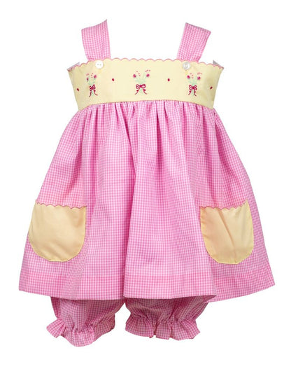 Proper Peony Girls Caroline Pink & Yellow Color Block Bloomers Set