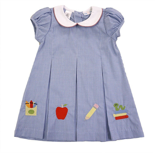 LuLu BeBe Girls Back to School Dana Dress - Blue Gingham
