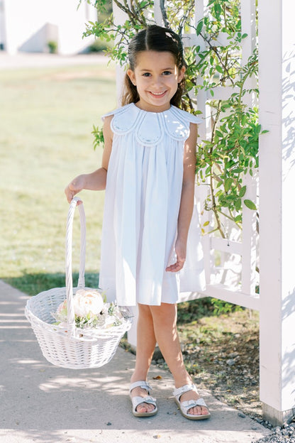 Proper Peony Girls Birdie Tulip Collar Dress - White