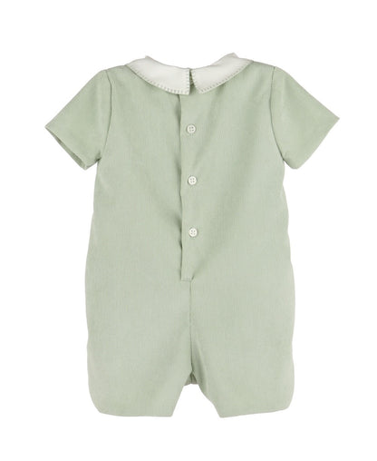 Luli & Me Baby Boys Majestic Cord Romper - Green