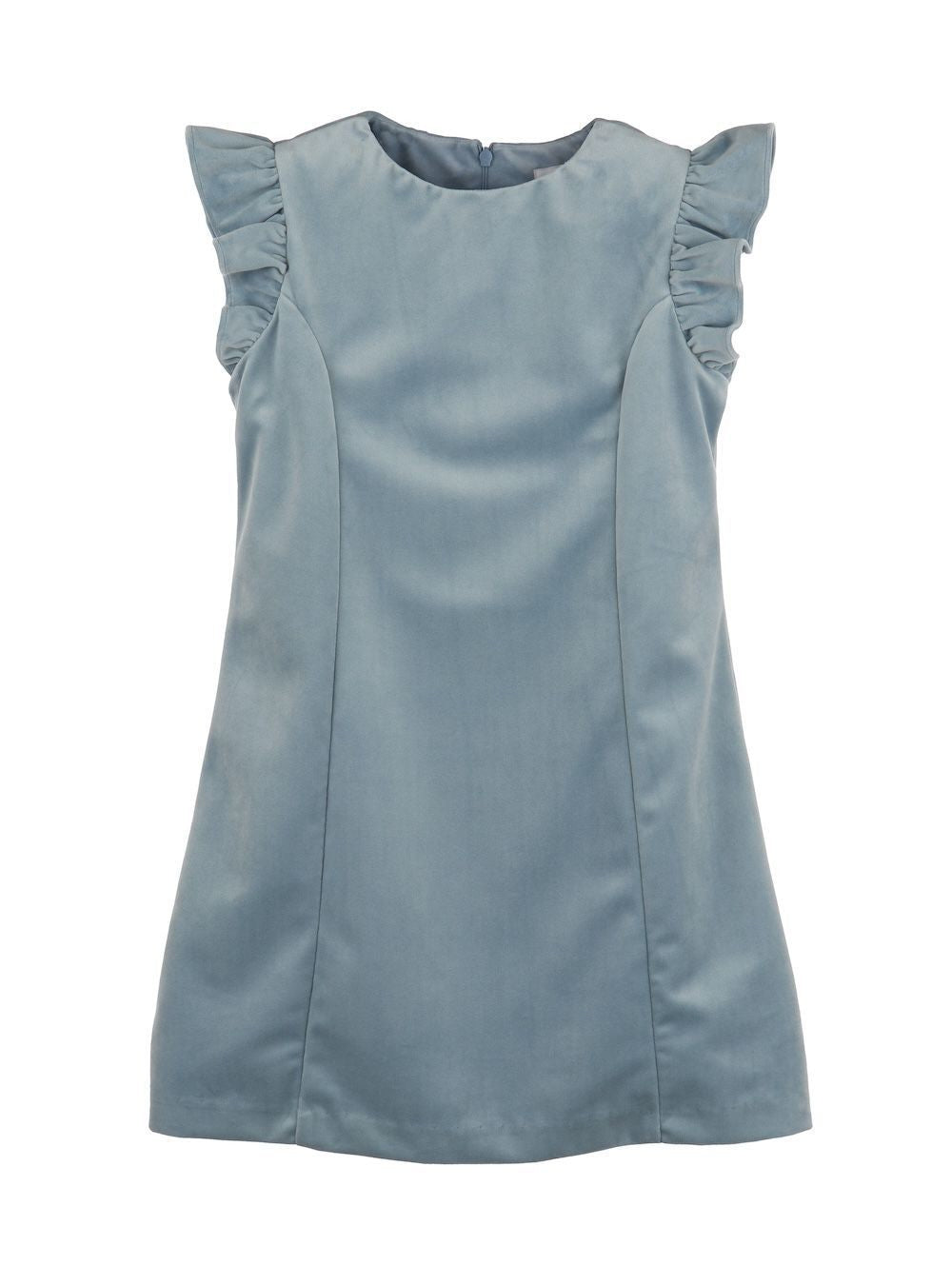 Luli & Me Maria Casero Girls Deluxe Velvet Holiday Party Shift Dress - French Blue