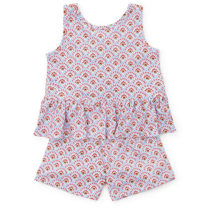 Lila & Hayes Girls Poppy Ruffle Shorts Set - Bunting Floral