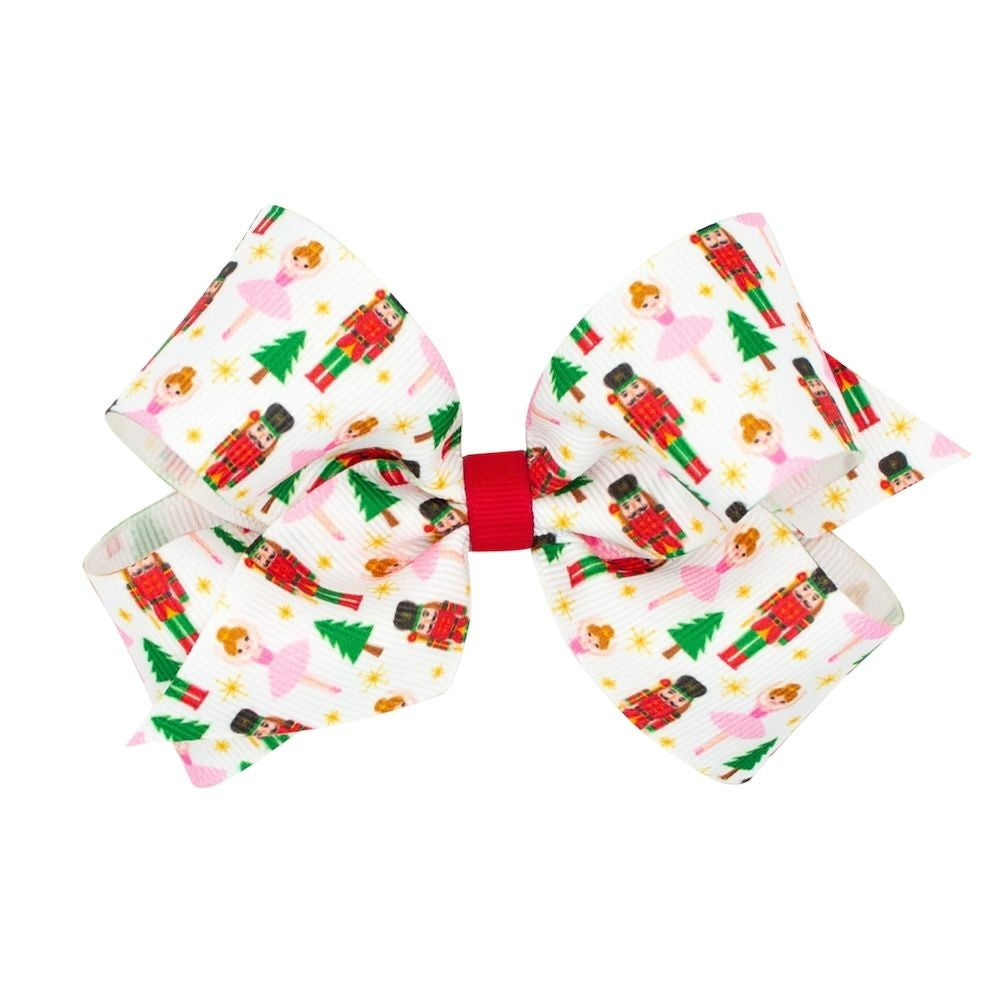 Wee Ones Girls Hair Bow on Clip - Christmas Nutcracker Ballet - Red