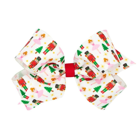 Wee Ones Girls Hair Bow on Clip - Christmas Nutcracker Ballet - Red