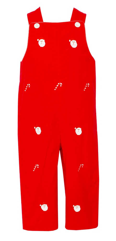 Anavini Baby / Toddler Boys Red Corduroy Embroidered Santa Longall - Reverses to Red Check with Tree