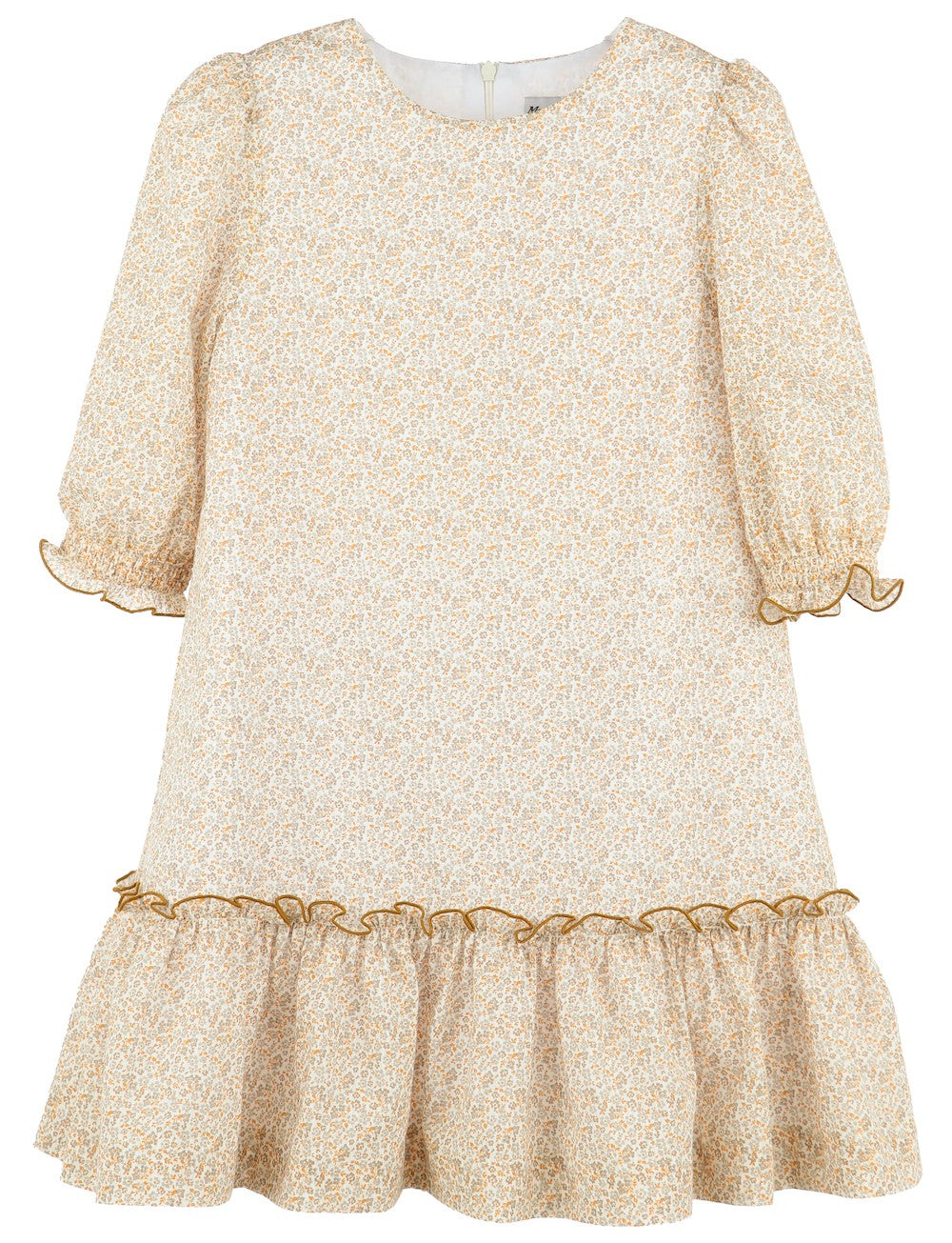 Luli & Me Girls Golden Honey Floral Dress - Ruffle Hem