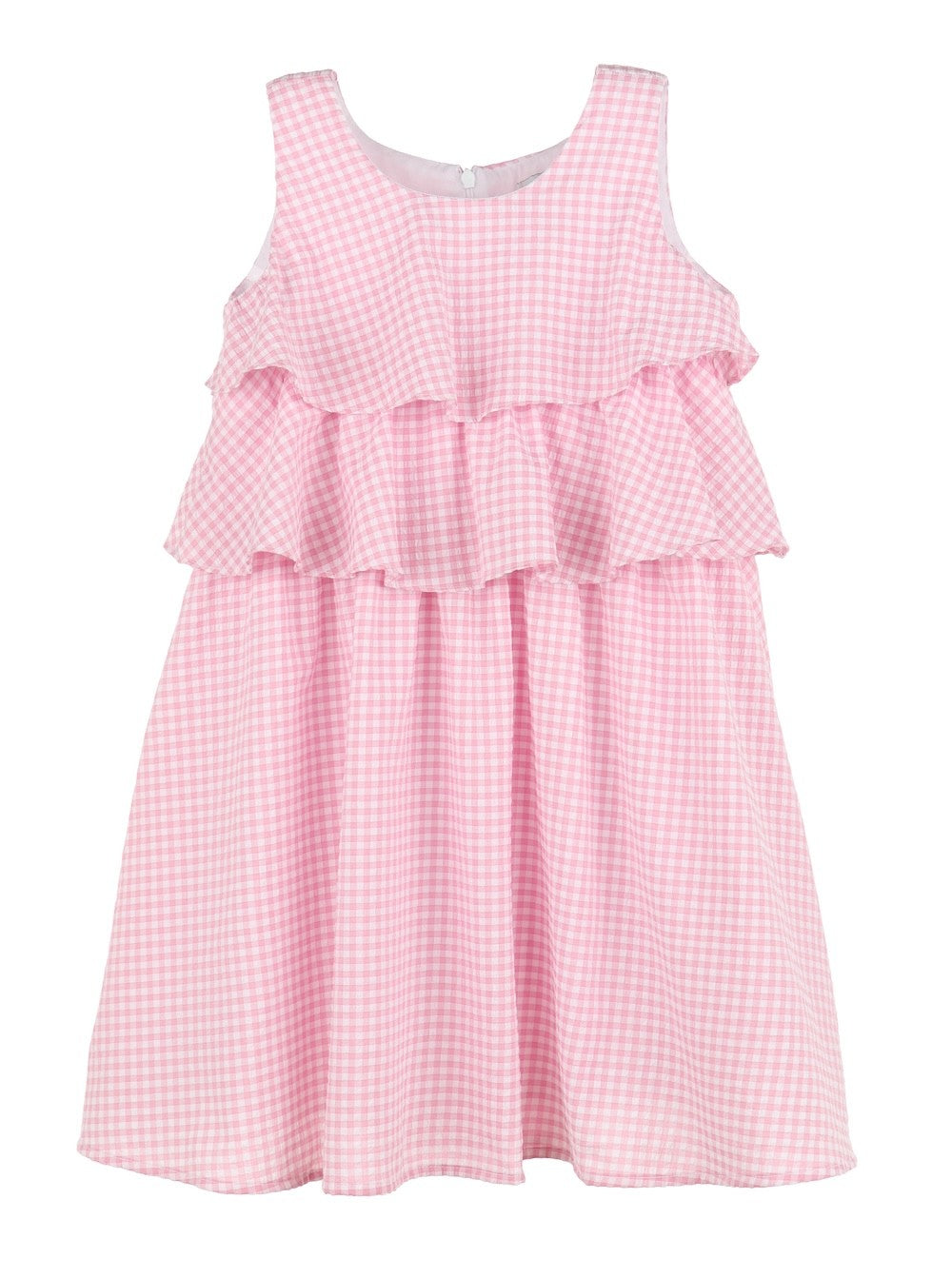 Luli & Me Girls Sleeveless Ruffle Dress - Pink Gingham