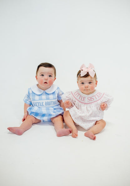 Shop Teeta Baby Boys Blue Check Smocked Little Brother Bubble