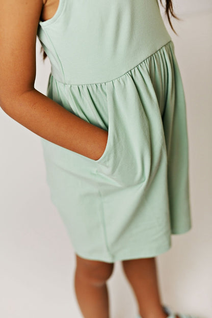 Swoon Baby Girls Pocket Jumper Romper - Seafoam Green