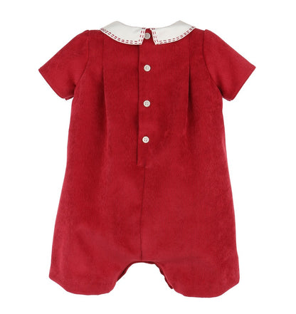 Luli & Me Baby Boys Corduroy Romper - Christmas Red