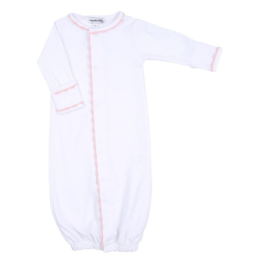 Magnolia Baby Girls Baby Joy White Converter Gown - Pink Trim