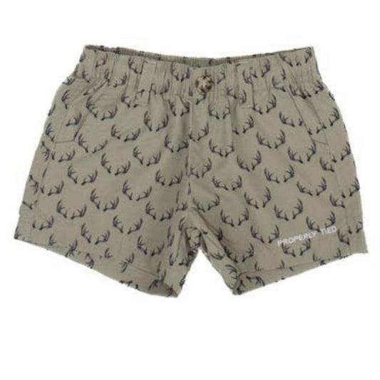 Properly Tied Boys Mallard Shorts - Sage Green - Antlers