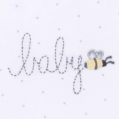 Magnolia Baby White Baby Bee Embroidered Bubble - Boy