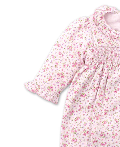 Kissy Kissy Baby Girls Dusty Rose Pink Floral Smocked Sack Gown