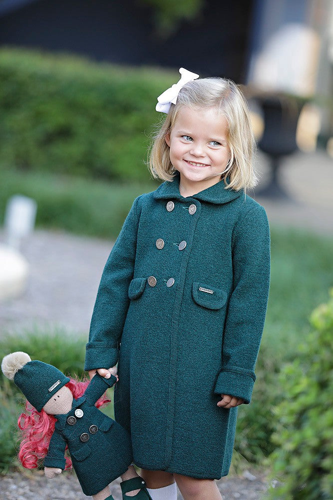 Marae Girls Dress Coat - Princess Charlotte - Bottle Green