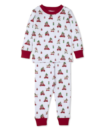 Kissy Kissy Snug Fit Pajamas - Red Christmas Pups Dogs on Cars