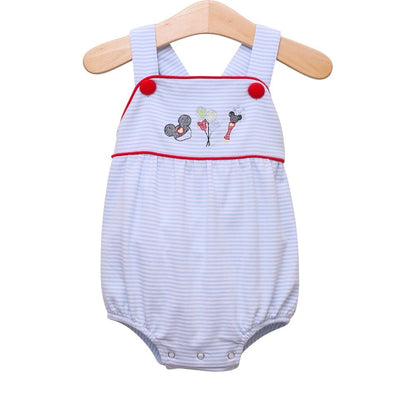 Trotter Street Kids Baby Boys Blue Mouse Embroidery Sunsuit