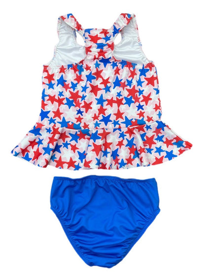 James & Lottie Girls Collette Peplum Swim Set - Patriotic Stars