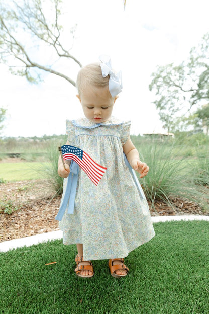 Bailey Boys Girls Buttercup Floral Float Dress - Blue Side Bows