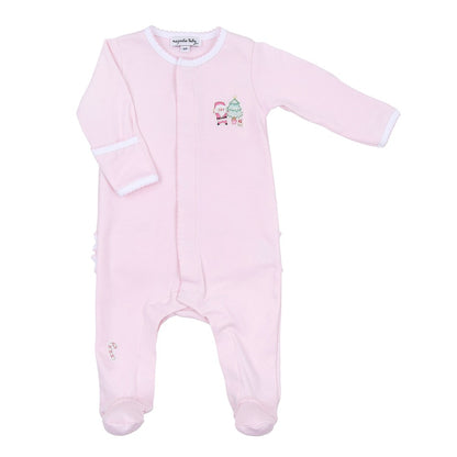Magnolia Baby Girls Sweet Little Christmas Embroidered Footie - Pink