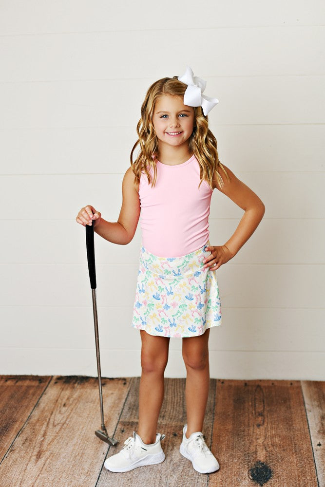 Swoon Baby Active Girls Pastel Bows Bow-tiful Tennis Skort