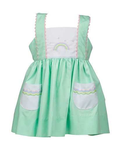 Proper Peony Girls Pocket Dress - Mariana Mint Rainbow