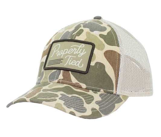Properly Tied Youth Sportsman Trucker Hat - Tan Vintage Camo