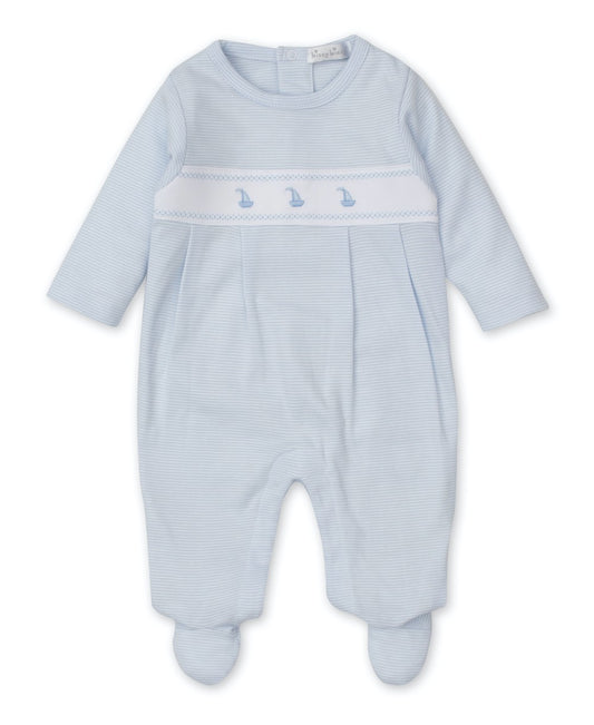 Kissy Kissy Baby Boys Light Blue Striped Footie - Classic Treasures Sailboat