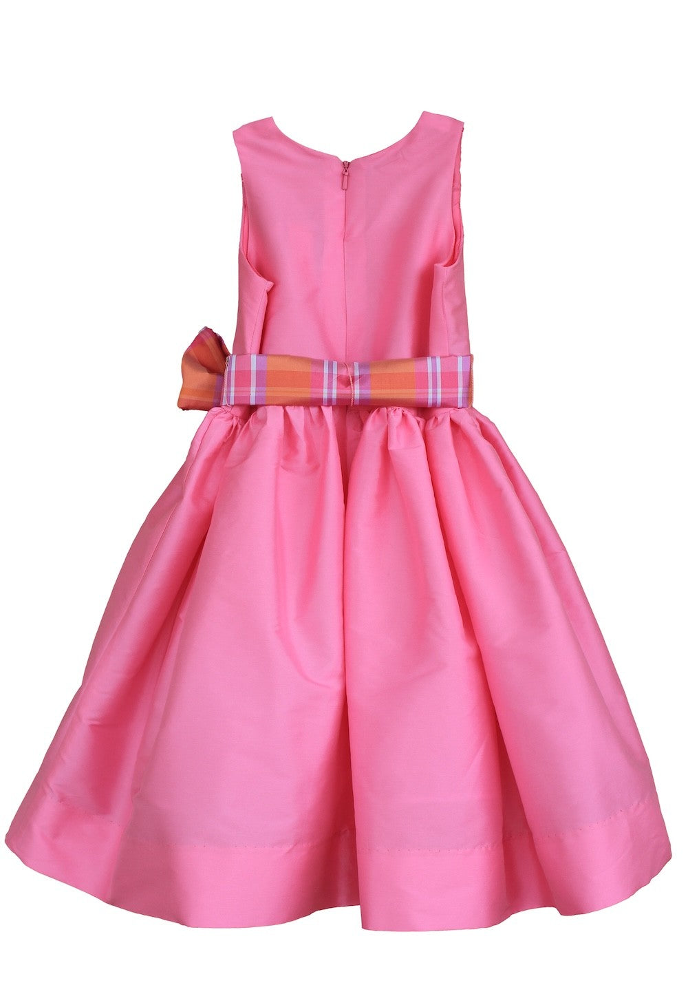 Susanne Lively Girls Candy Pink Sleeveless Dress with Plaid Sash