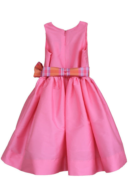 Susanne Lively Girls Candy Pink Sleeveless Dress with Plaid Sash