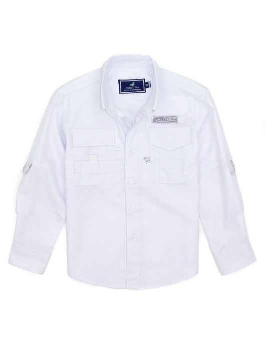 Properly Tied Boys Performance Fishing Shirt - Polar White by Properly Tied