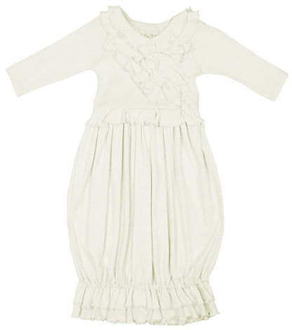 Lemon Loves Lime Layette Infant Girls Jenna Gown - Eggnog Ivory