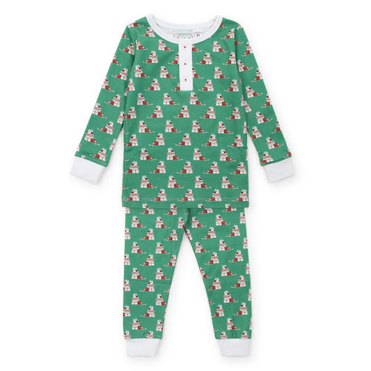 Lila & Hayes Boys Jack Pajamas Set - Green Santa's Helper Elves
