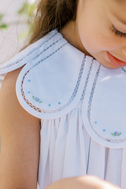 Proper Peony Girls Birdie Tulip Collar Dress - White